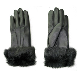 Women's Sheepskin Gloves with Rabbit Fur Cuff QY-L10132