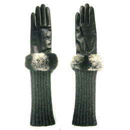 Women's Lambskin Gloves with Long Knit Parts QY-L10321