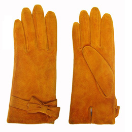 Women's Goat Suede Gloves, Leather Gloves, with Leather Knots QY-L10303