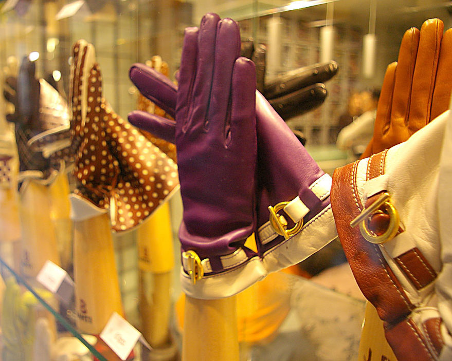 Premium leather gloves on display - Qingye Glove
