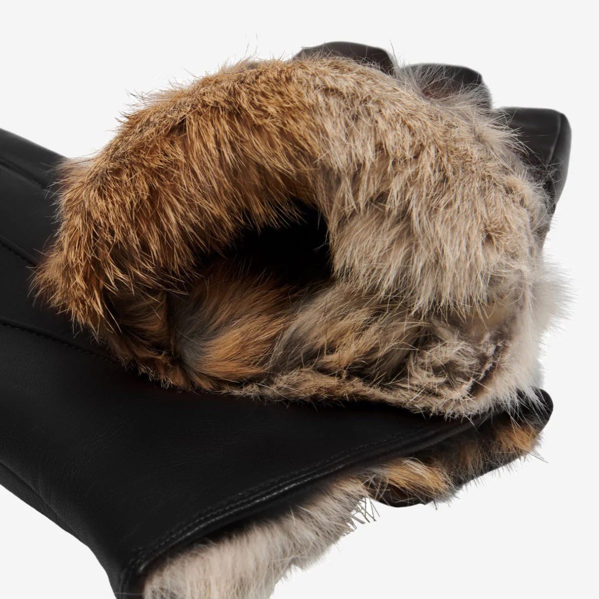 Francesca Backseam Rabbit-Fur Gloves