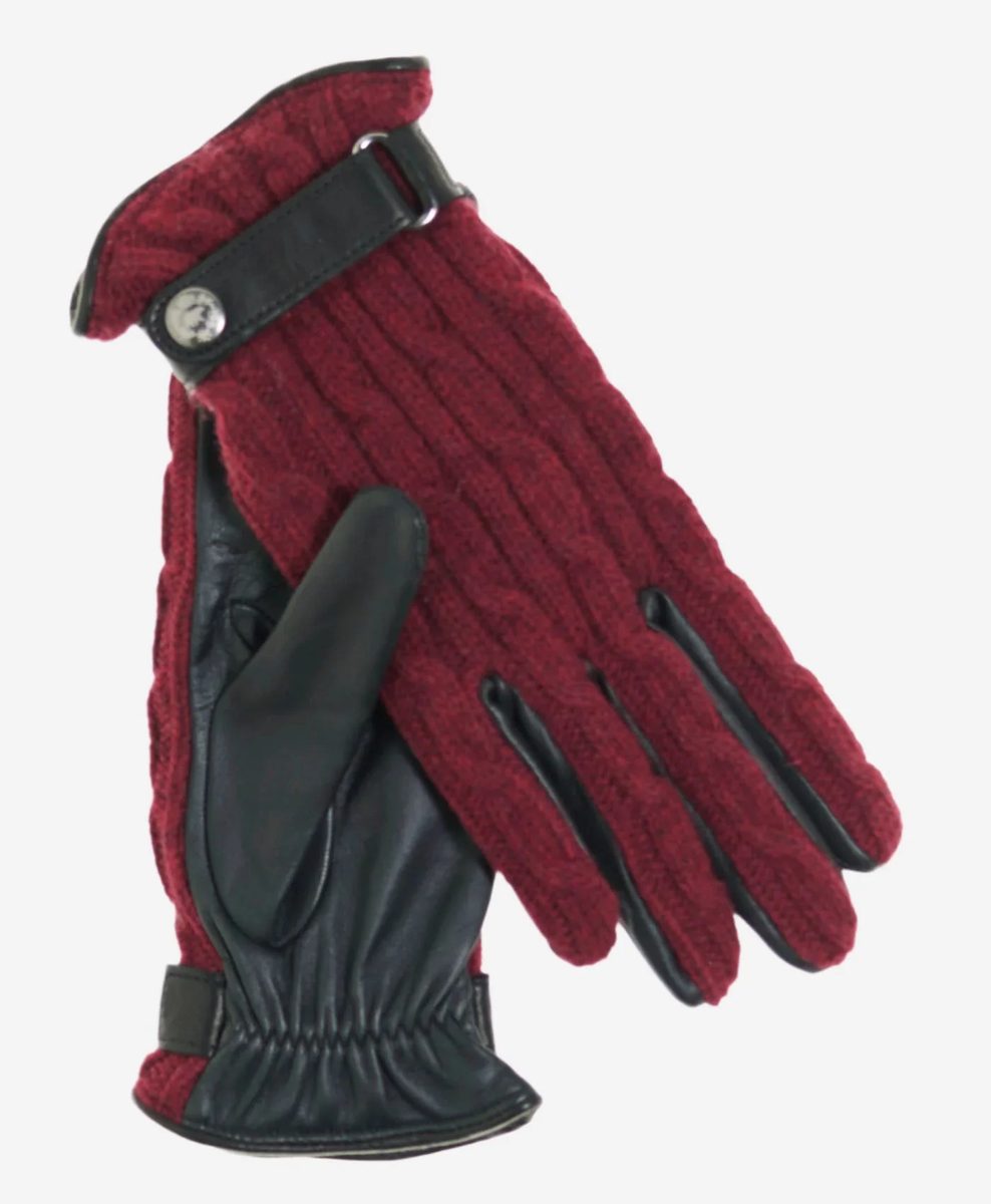 Knit-Back Leather Wrist-Strap Gloves - Image 9