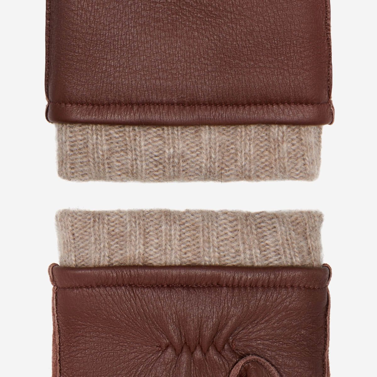 Deer-Skin Outseam Knit-Cuff Gloves - Image 3